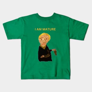 weird funny mature person oil painting Kids T-Shirt